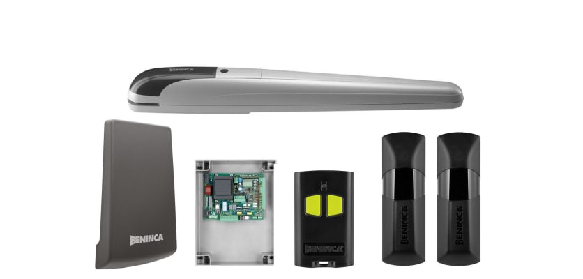 All of the components included in the KSBOB50ME Above Ground Hydraulic Single Leaf Gate Operator Kit