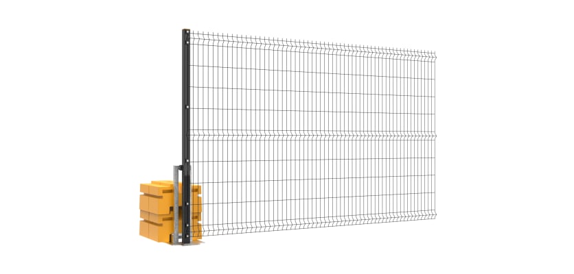 The 2.0m High RapidShield V mesh Fencing and ballast system 