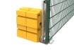 Close up of the Rapidshield Balast system on the Green 868 Mesh Fencing 