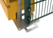 Close up of the base of the ballast system for the 1.8m high Rapidshield 868 Mesh - green finish