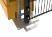 Close up of the base of the ballast system for the 2.4m high Rapidshield 868 Mesh - black finish