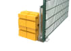 Close up of the Rapidshield Balast system on the Green 868 Mesh Fencing 