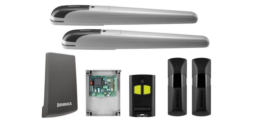 All of the components included in the KBOB50ME Above Ground Hydraulic Double Leaf Gate Operator Kit