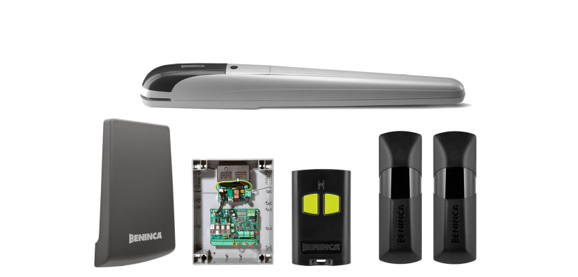 All of the components included in the KSBOB5024E Above Ground Hydraulic Single Leaf Gate Operator Kit