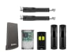 All of the components included with the KTOM30ME Above Ground Telescopic Double Leaf Swing Gate Operator Kit 