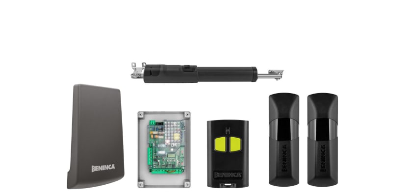 All of the components that are included in the KSTOM3024ME Telescopic Single Leaf Swing Gate Operator 