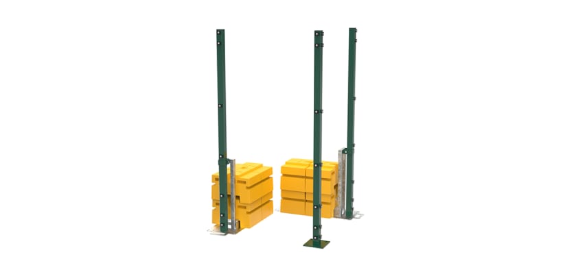 RapidShield 2.0m High Corner Posts and Ballast System - Green Powder Coated Finish