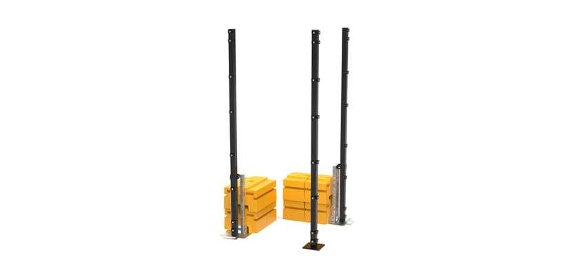 RapidShield 2.4m High Corner Posts and Ballast System - Black Powder Coated Finish