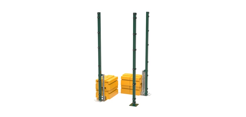 RapidShield 2.4m High Corner Posts and Ballast System - Green Powder Coated Finish