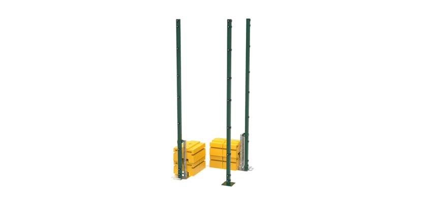 RapidShield 3.0m High Corner Posts and Ballast System - Green Powder Coated Finish
