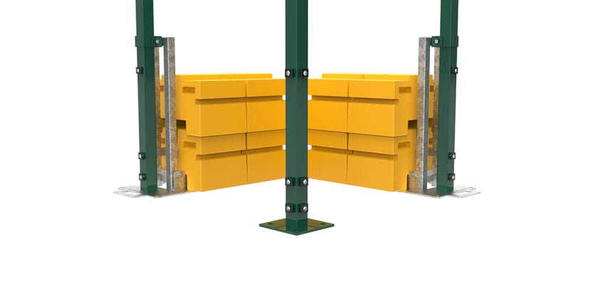 3.0m High RapidShield Corner Post Systems - Green Powder Coated Finish