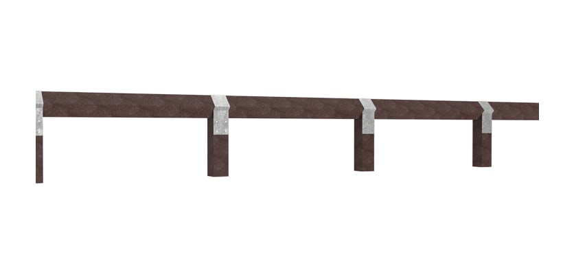 Angled View of a line of Plastic Composite Knee Rail Fencing in Brown