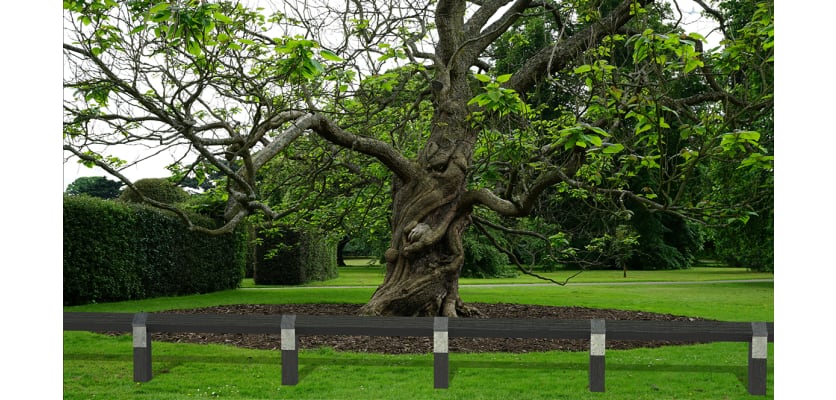Black Plastic Composite Knee Rail Fecning in a Park