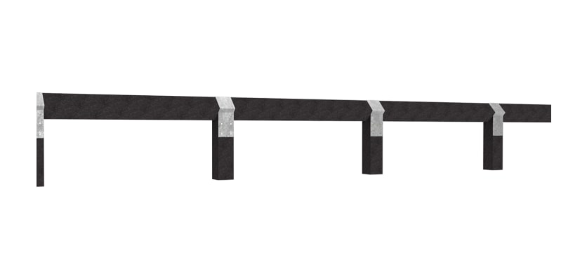 Angled View of a line of Plastic Composite Knee Rail Fencing in Black 