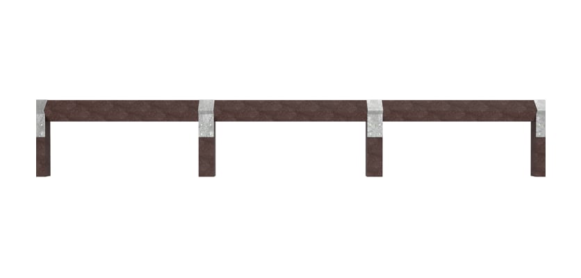 A line of Plastic Composite Knee Rail Fencing in Brown