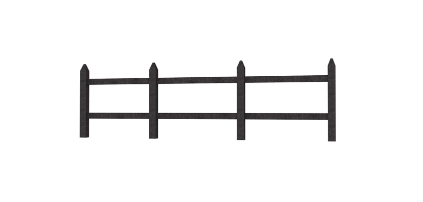 Black Two Rail Recycled Plastic Mortised Post and Rail Fencing