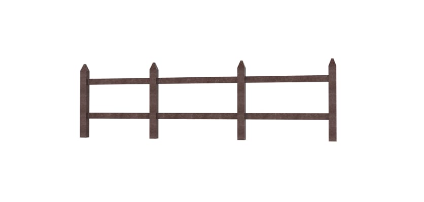 Brown Two Rail Recycled Plastic Mortised Post and Rail Fencing