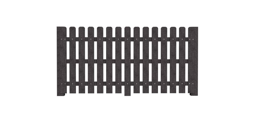 Black 1.2m High Dome Top Recycled Plastic Picket Pale Fencing
