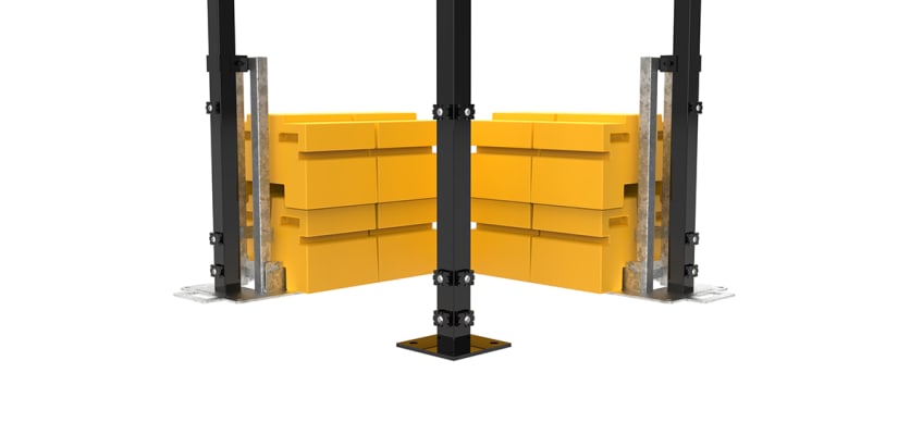 1.8m High RapidShield 868 Mesh Corner Post Systems - Black Powder Coated Finish