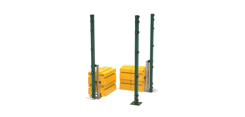 RapidShield 1.8m High 868 Mesh Corner Posts and Ballast System - Green Powder Coated Finish