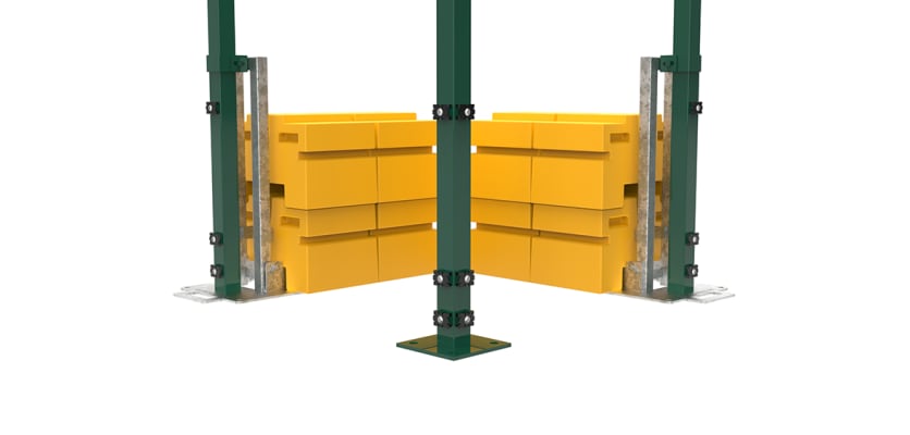 1.8m High RapidShield 868 Mesh Corner Post Systems - Green Powder Coated Finish