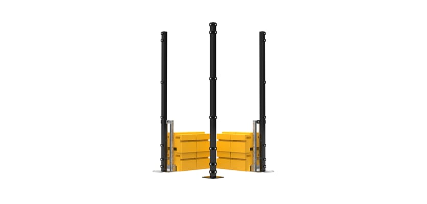 RapidShield 2.0m High 868 Mesh Corner Post Kits with ballast block system - Black 