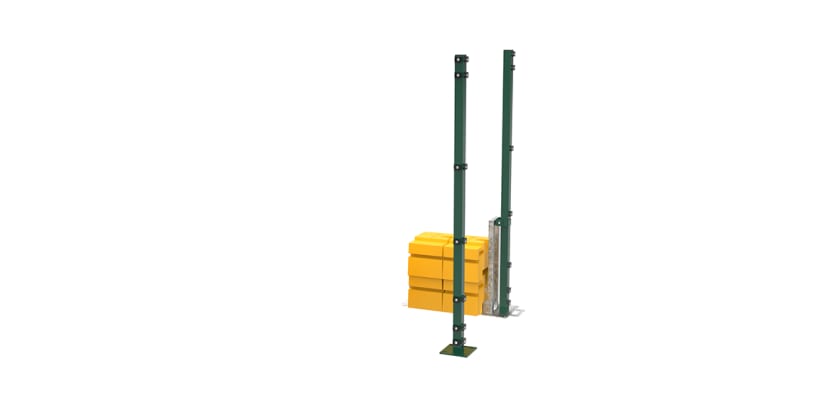 RapidShield 2.0m High 868 Mesh Corner Posts and Ballast System - Green Powder Coated Finish