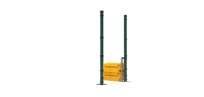 RapidShield 2.0m High 868 Mesh Corner Post Kits with ballast block system - Green