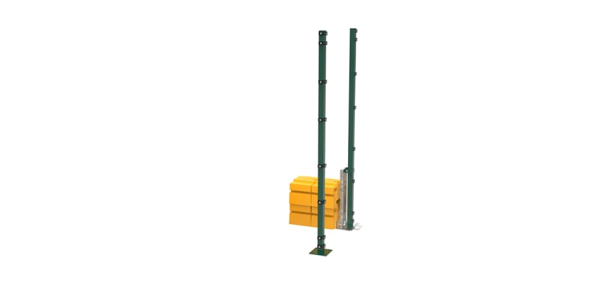 RapidShield 2.4m High 868 Mesh Corner Posts and Ballast System - Green Powder Coated Finish