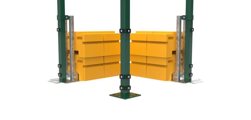 2.4m High RapidShield 868 Mesh Corner Post Systems - Green Powder Coated Finish