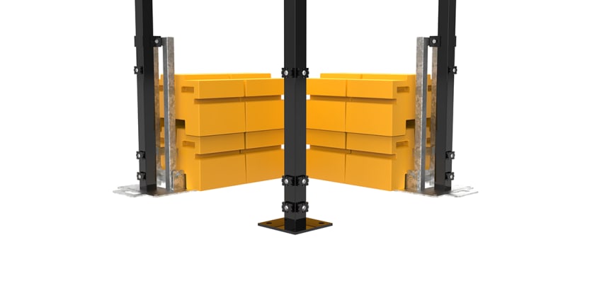2.4m High RapidShield 868 Mesh Corner Post Systems - Black Powder Coated Finish