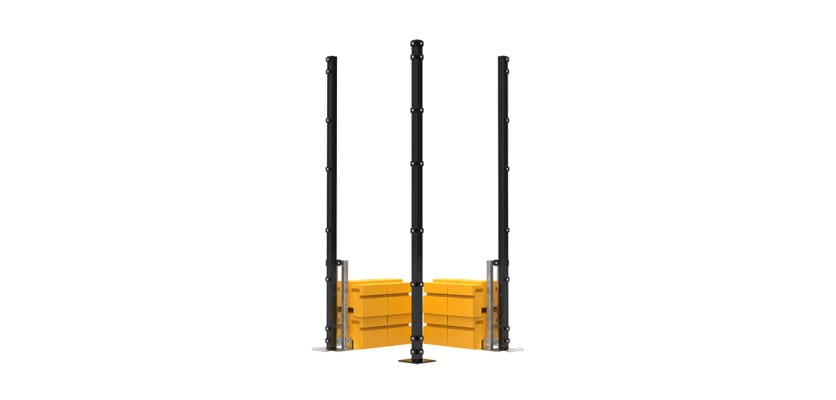 RapidShield 2.4m High 868 Mesh Corner Post Kits with ballast block system - Black 