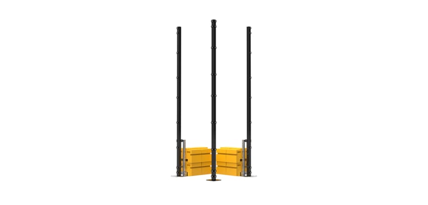 RapidShield 3.0m High 868 Mesh Corner Post Kits with ballast block system - Black 