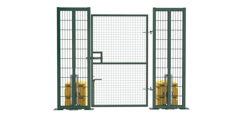 Head on view of the RapidShield 2.0m High x 1.2m Wide Single Leaf Gate with Green Finish