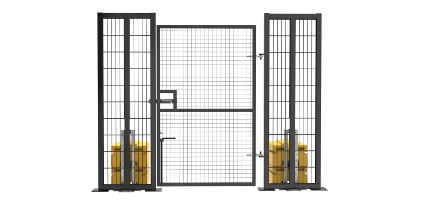 Head on view of the RapidShield 2.0m High x 1.2m Wide Single Leaf Gate with Black Finish