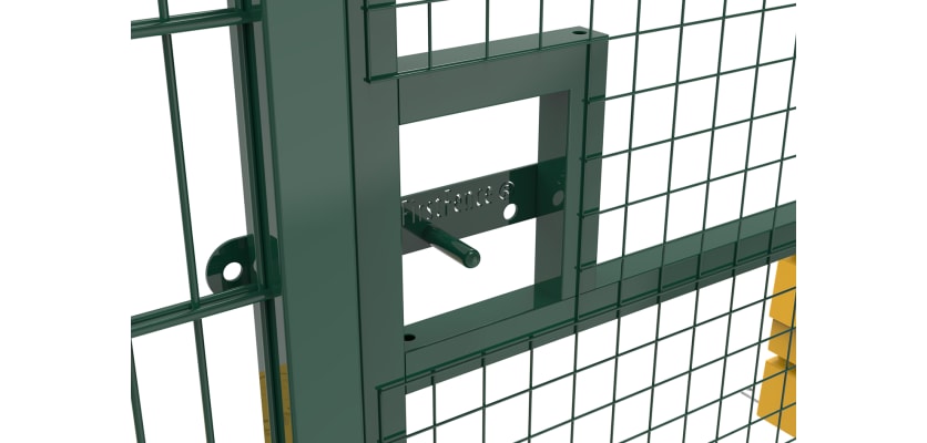 Close up of the Sliding Latch for the RapidShield 2.0m High x 1.2m Wide Single Leaf Gate Kit - Green Finish
