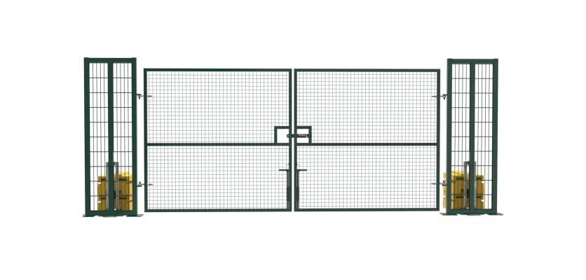 Head on view of the RapidShield 2.0m High x 4.0m Wide Double Leaf Gate - Green Finish