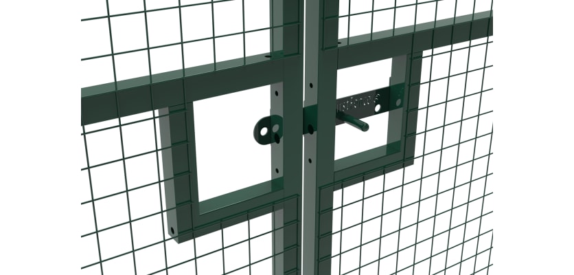 Close up of the Sliding Latch for the RapidShield 2.0m High x 4.0m Wide Double Leaf Gate Kit - Green Finish
