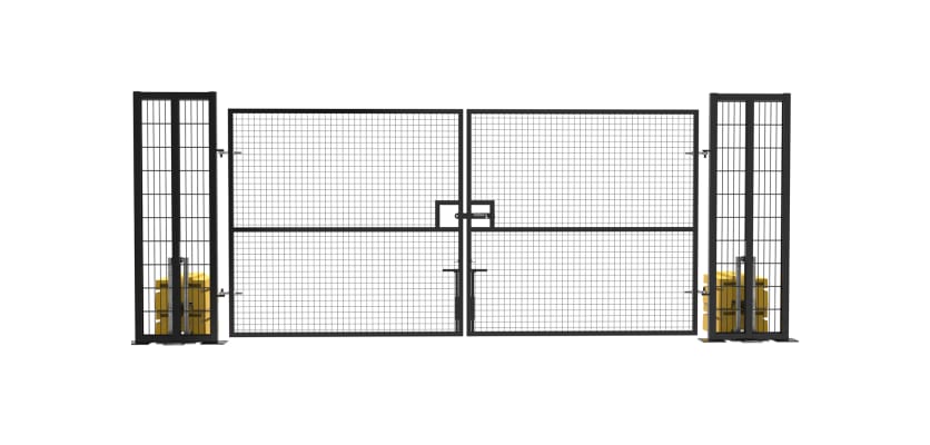 Head on view of the RapidShield 2.0m High x 4.0m Wide Double Leaf Gate - Black Finish