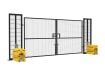 Angled view of the RapidShield 2.0m High x 4.0m Wide Double Leaf Gate - Black Finish