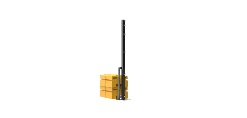 1.8m high 868 Mesh RapidShield End post and Ballast Block - Black Finish
