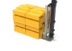Close up of the 2.0m high 868 Mesh RapidShield End post and Ballast Block - Black Finish