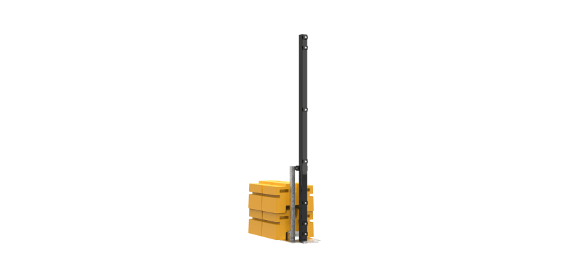 2.0m high 868 Mesh RapidShield End post and Ballast Block - Black Finish