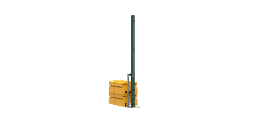 2.0m high 868 Mesh RapidShield End post and Ballast Block - Green Finish