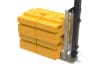 Close up of the 2.4m high 868 Mesh RapidShield End post and Ballast Block - Black Finish