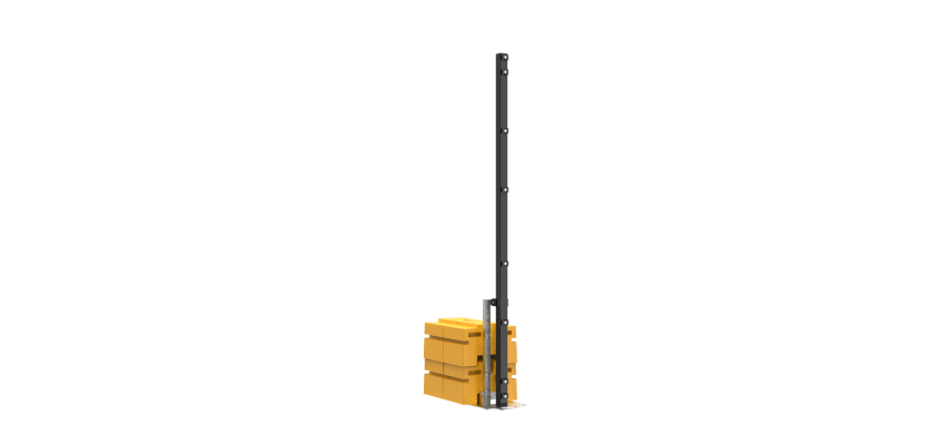 2.4m high 868 Mesh RapidShield End post and Ballast Block - Black Finish
