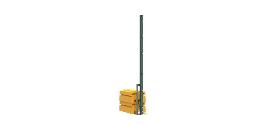 2.4m high 868 Mesh RapidShield End post and Ballast Block - Green Finish