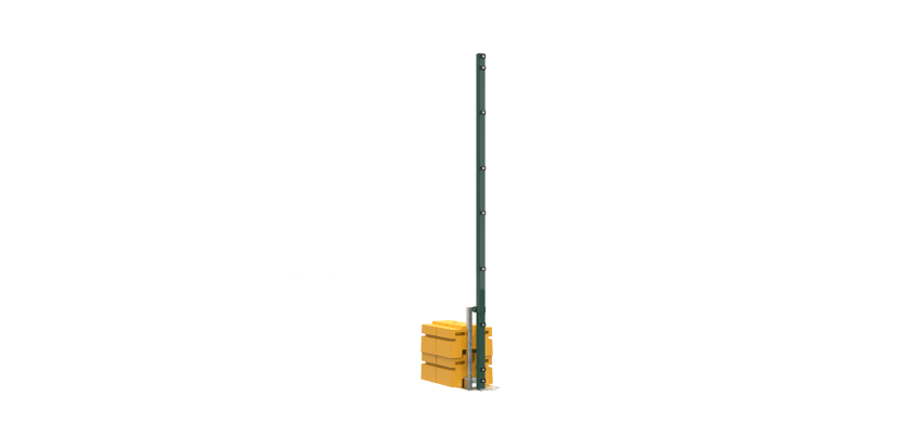 3.0m high 868 Mesh RapidShield End post and Ballast Block - Green Finish