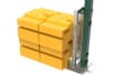 Close up of the 1.8m high RapidShield End post and Ballast Block - Green Finish