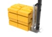 Close up of the 1.8m high RapidShield End post and Ballast Block - Black Finish